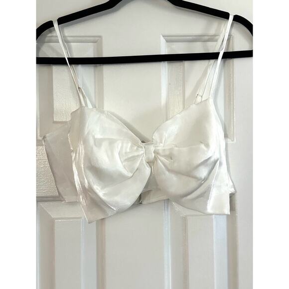 12TH TRIBE Molly Ivory Bow Crop Top Bridal Bachelorette - Sz Small - Picture 3 of 6